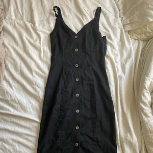 BP Womens Black Button Up Linen Dress XXS